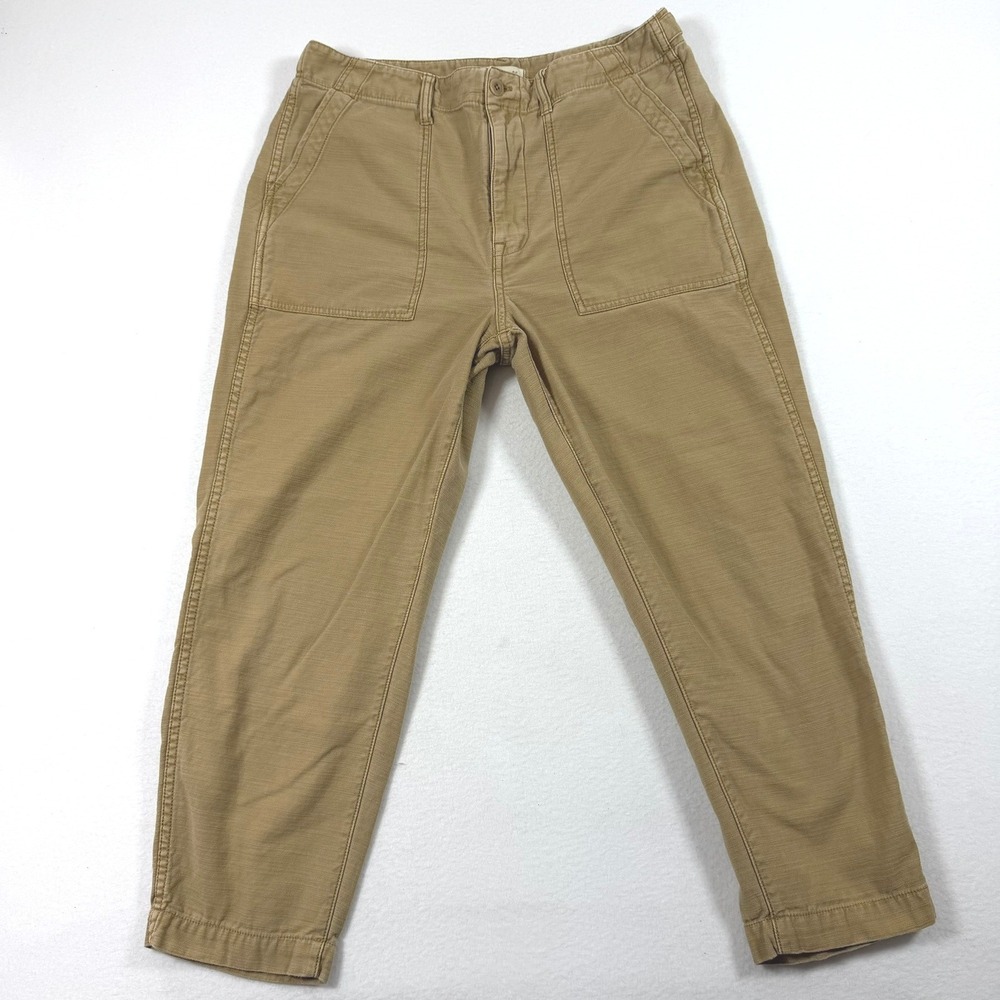 Madewell Women Tan Khaki High Rise Fatigue Pants Adjustable Waist Size 30